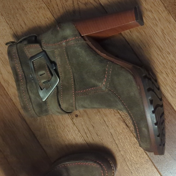 Manas Lea Foscati green brown suede Italian boots size 37 - Picture 5 of 10